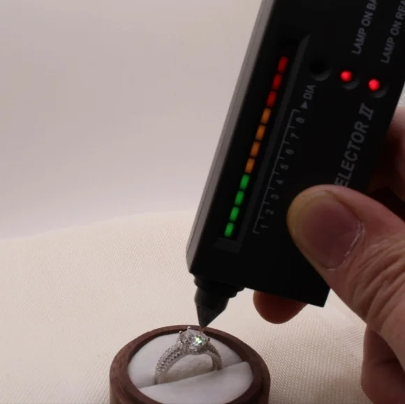 2 Carat Round Moissanite Platinum and Rhodium Plated 925 Silver Ring - Picture 9 of 14